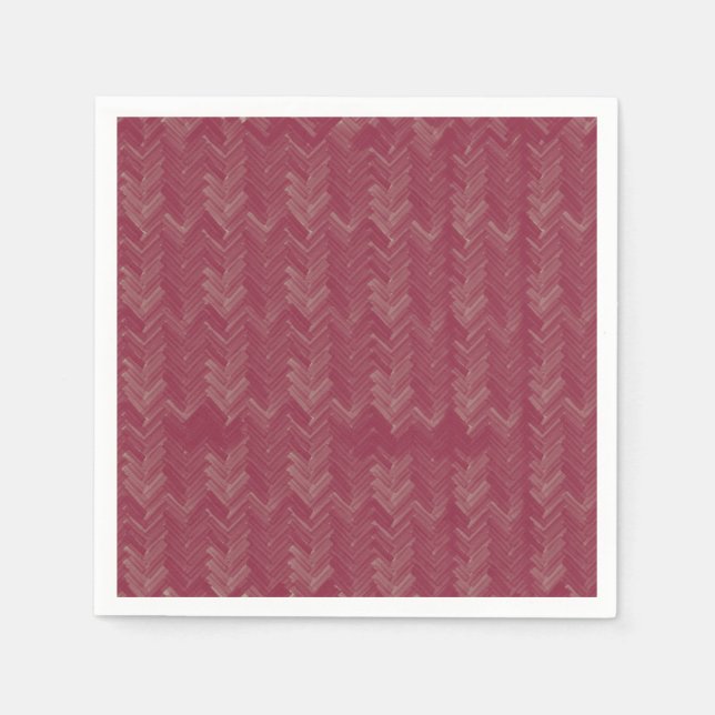 Servilleta De Papel Chevron Herringbone Patrón Rojo Lujoso (Anverso)