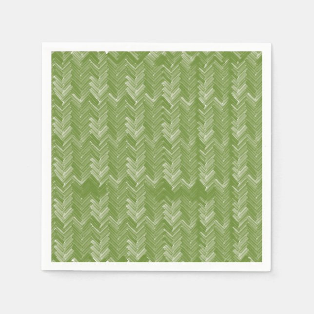 Servilleta De Papel Chevron Herringbone Pattern Forest Green (Anverso)