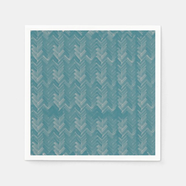 Servilleta De Papel Chevron Herringbone Pattern Turquoise (Anverso)