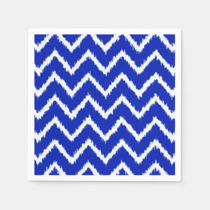 Servilleta De Papel Chevron Ikat - azul cobalto y blanco