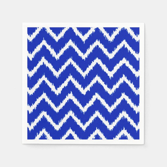 Servilleta De Papel Chevron Ikat - azul cobalto y blanco (Anverso)