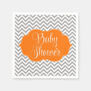Servilleta De Papel Chevron moderno Baby Shower gris anaranjado