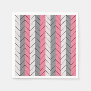 Servilleta De Papel Chevron Negro Gris Rosa Chevron Rayas Fiesta