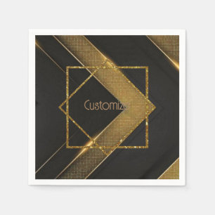 Servilleta De Papel Chevron Negro Y Oro