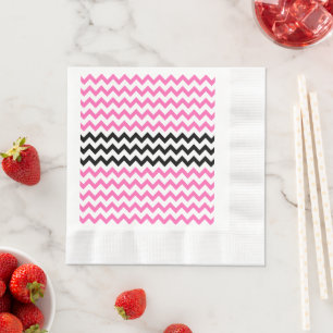 Servilleta De Papel Chevron negro y rosa caliente por Shirley Taylor