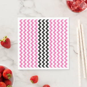 Servilleta De Papel Chevron negro y rosa caliente por Shirley Taylor