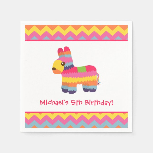 Servilleta De Papel Chevron Pinata Fiesta Mexicana Niños Napkins Fiest (Anverso)