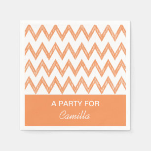 Servilleta De Papel Chevron Zigzags, Naranja de lápiz de moda, con nom