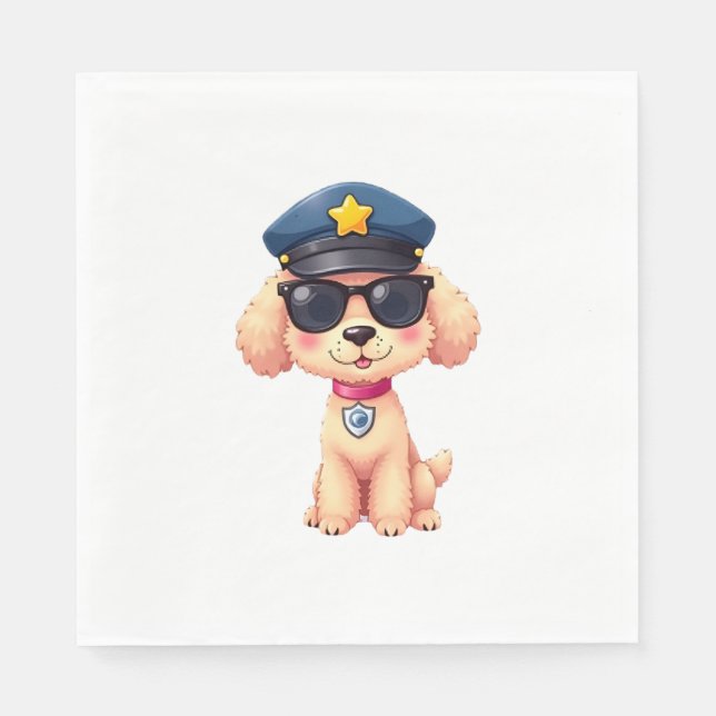 Servilleta De Papel Chibi Anime Policía Poodle Dog (Anverso)