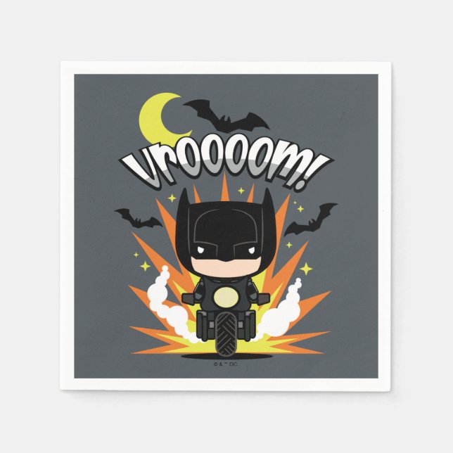 Servilleta De Papel Chibi Batman Batcycle (Anverso)