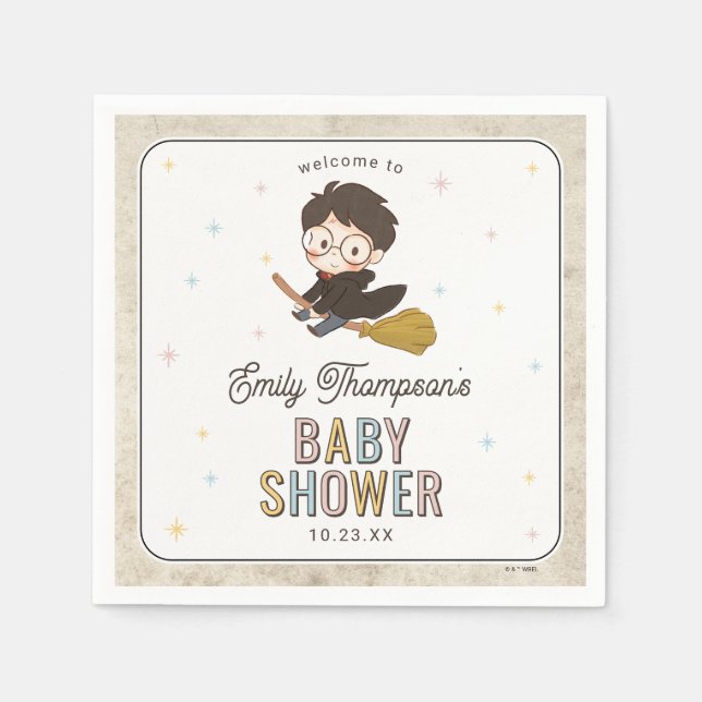 Servilleta De Papel Chibi Harry Potter Wizard Baby Shower (Anverso)