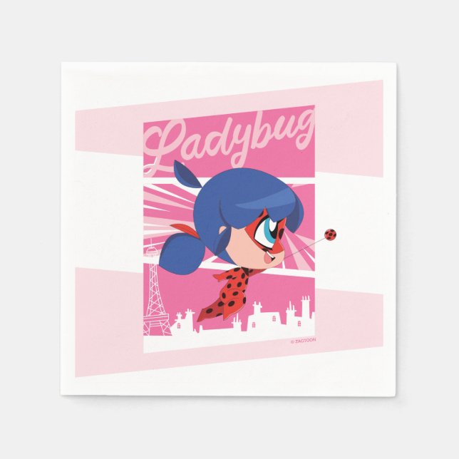 Servilleta De Papel Chibi Ladybug en París (Anverso)