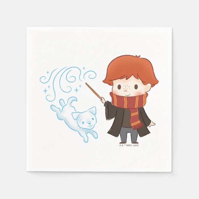 Servilleta De Papel Chibi Ron Weasley Patronus (Anverso)
