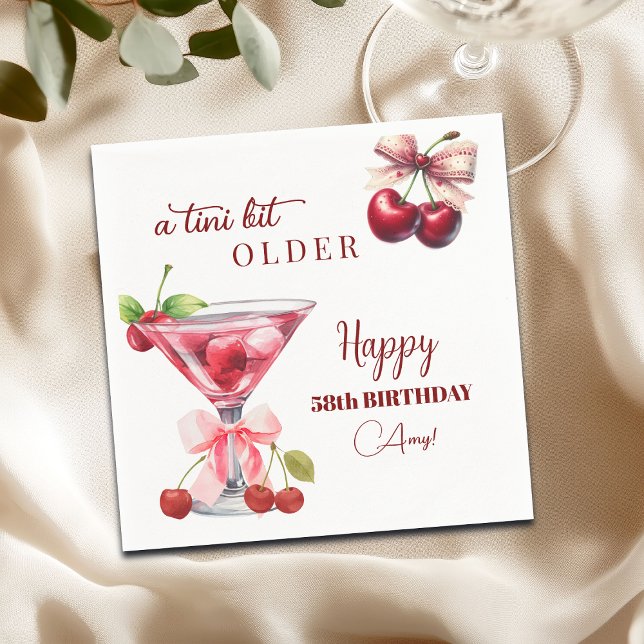 Servilleta De Papel Chic A Tini Bit Older Cherry Martini 58th Birthday (Subido por el creador)