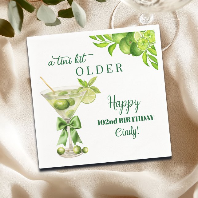 Servilleta De Papel Chic A Tini Bit Older Lime Martini 102nd Birthday (Subido por el creador)
