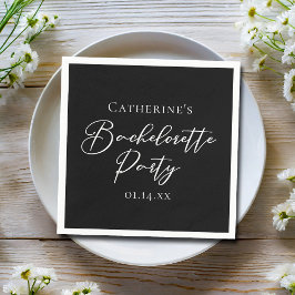 Servilleta De Papel Chic Black White Minimalist Bachelorette Party