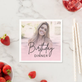 Servilleta De Papel Chic Blush Pink Gradient Photo Birthday Dinner