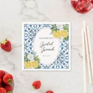 Servilleta De Papel Chic Bohó Cítrico Azulejo Italiano Despedida de So