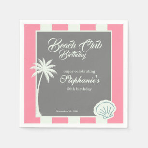 Servilleta De Papel Chic Coastal Stripe Beach Club 50 Cumpleaños