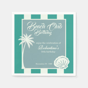 Servilleta De Papel Chic Coastal Stripe Beach Club 50 Cumpleaños