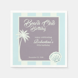 Servilleta De Papel Chic Coastal Stripe Beach Club 50 Cumpleaños