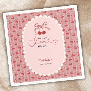 Servilleta De Papel Chic Coqueta Cereza En La Parte Superior Rosa Rojo