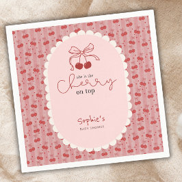 Servilleta De Papel Chic Coquette Cherry On Top Pink Red Baby Shower 