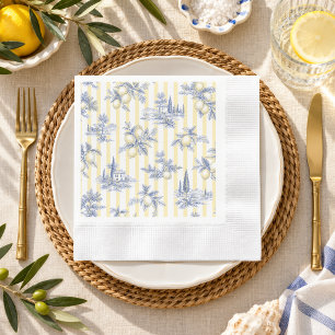 Servilleta De Papel Chic Costero Toile de Jouy de Isla Exótica y Cítri