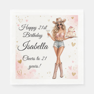 Servilleta De Papel Chic de Vaquera Occidental para Cumpleaños 21