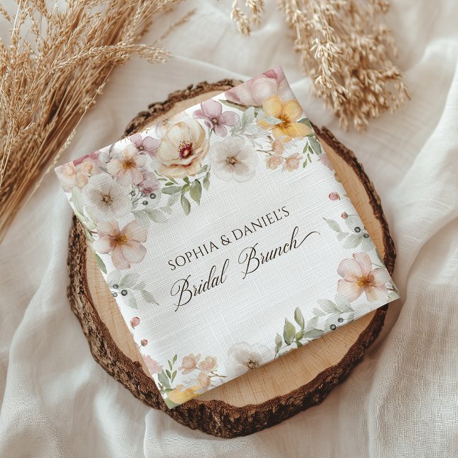 Servilleta De Papel Chic Despedida de Soltera con Acuarela Floral (Chic Floral Watercolor Bridal Shower Napkins)