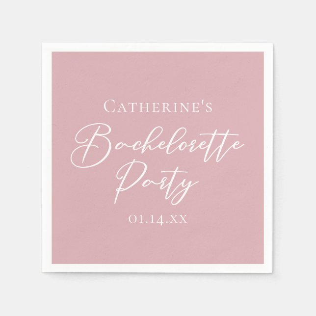 Servilleta De Papel Chic Dusty Rose Pink Bachelorette Party (Anverso)