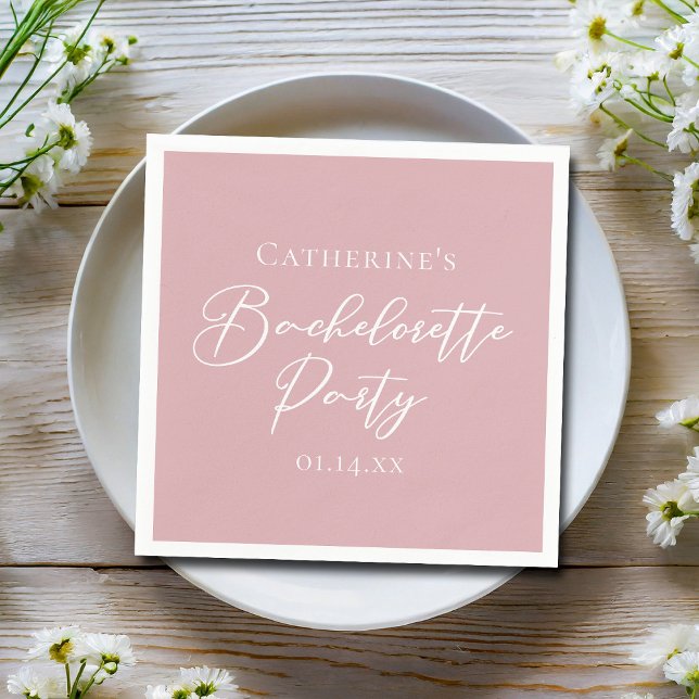 Servilleta De Papel Chic Dusty Rose Pink Bachelorette Party (Subido por el creador)