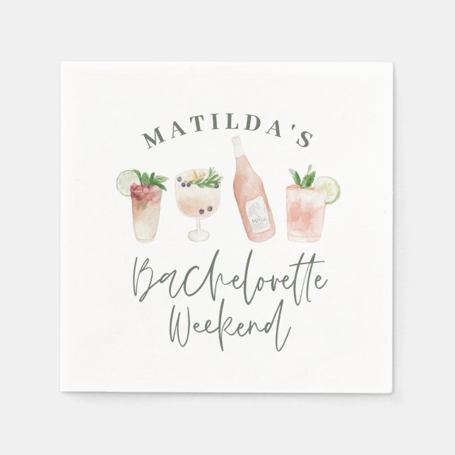 Servilleta De Papel Chic elegante moderno bebiendo aquarela despedida  (Anverso)