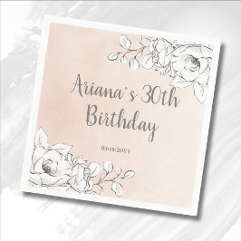 Servilleta De Papel Chic elegante rosa floral blanco