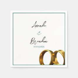 Servilleta De Papel Chic Emerald Green Gold Rings Wedding