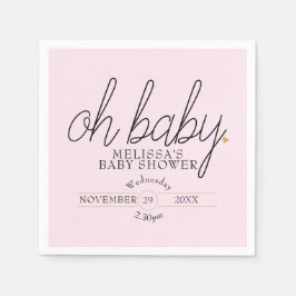 Servilleta De Papel Chic escritura corazón dorado baby shower oh baby