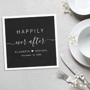 Servilleta De Papel Chic Felices para Siempre Boda Negra