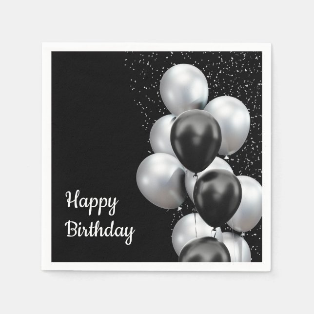 Servilleta De Papel Chic Globo Gris Negro (Anverso)