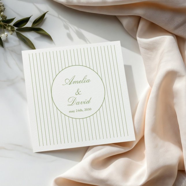 Servilleta De Papel Chic Minimalist Stripe Green Wedding  (Subido por el creador)