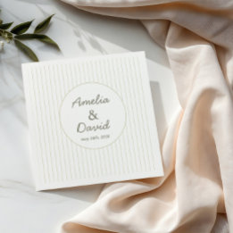 Servilleta De Papel Chic Minimalist Stripe Green Wedding