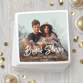 Servilleta De Papel Chic Moderno Guion y Foto Mínimo Bridal Shower