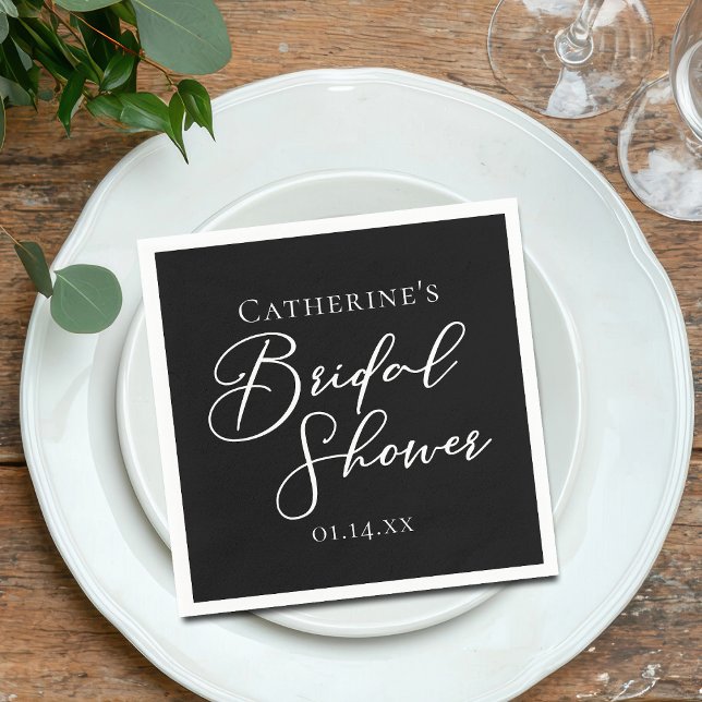 Servilleta De Papel Chic Negro Blanco Despedida de Soltera Personaliza (Subido por el creador)
