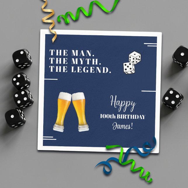 Servilleta De Papel Chic Rolling Dices Pints 100th Birthday (Subido por el creador)
