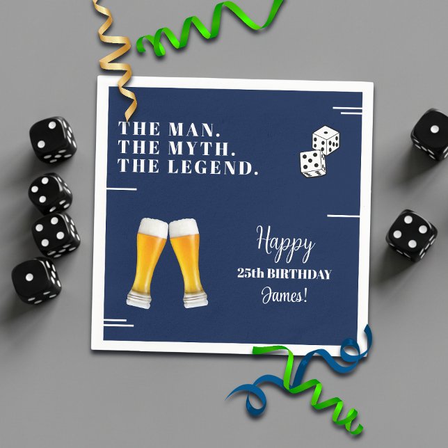 Servilleta De Papel Chic Rolling Dices Pints 25th Birthday (Subido por el creador)