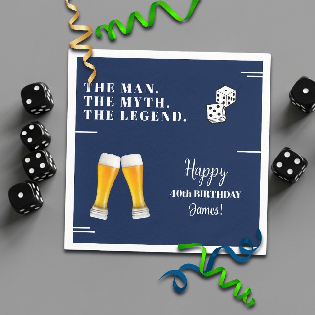 Servilleta De Papel Chic Rolling Dices Pints 40th Birthday (Subido por el creador)