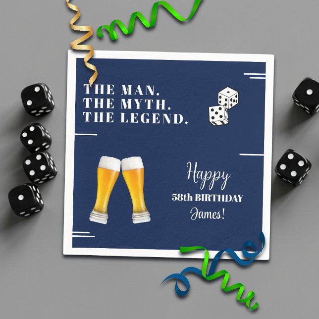 Servilleta De Papel Chic Rolling Dices Pints 58th Birthday (Subido por el creador)