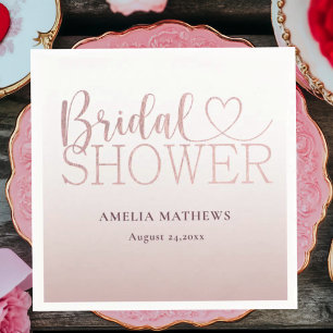 Servilleta De Papel Chic Rosa Dorado Brillo Bridal Shower