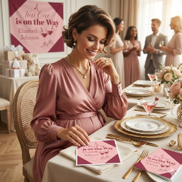 Servilleta De Papel Chic Rosa y Rojo "A Tini One" Baby Shower