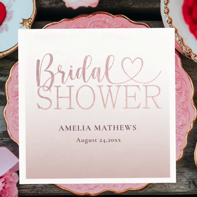 Servilleta De Papel Chic Rose Gold Glitter Bridal Shower  (Subido por el creador)