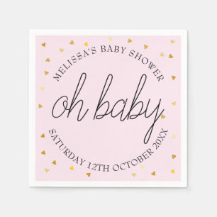 Servilleta De Papel Chic script corazón de oro baby shower niña oh beb